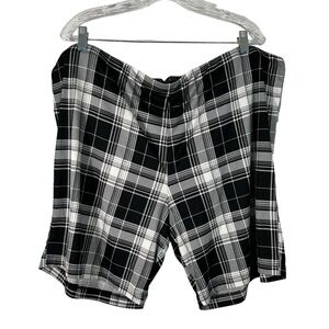 Laura Cruz Black & White Plaid Jersey Knit Biker Athletic Shorts Plus Size 3X
